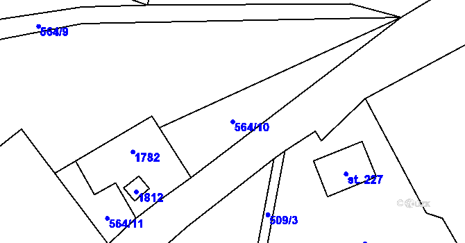 Parcela st. 564/10 v KÚ Milíře u Tachova, Katastrální mapa