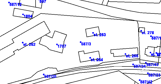 Parcela st. 587/3 v KÚ Milíře u Tachova, Katastrální mapa