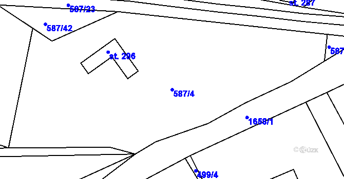 Parcela st. 587/4 v KÚ Milíře u Tachova, Katastrální mapa