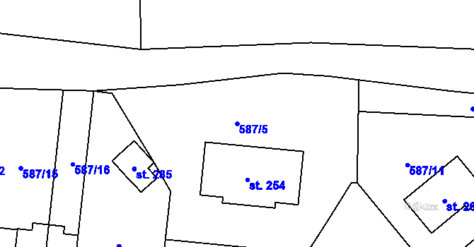 Parcela st. 587/5 v KÚ Milíře u Tachova, Katastrální mapa