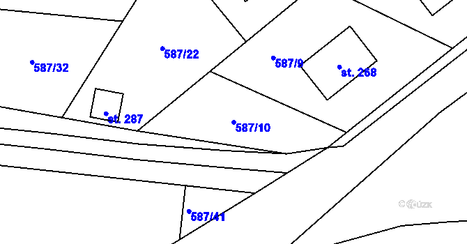 Parcela st. 587/10 v KÚ Milíře u Tachova, Katastrální mapa