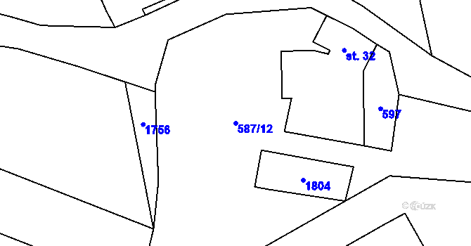 Parcela st. 587/12 v KÚ Milíře u Tachova, Katastrální mapa
