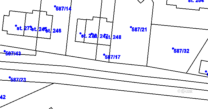Parcela st. 587/17 v KÚ Milíře u Tachova, Katastrální mapa