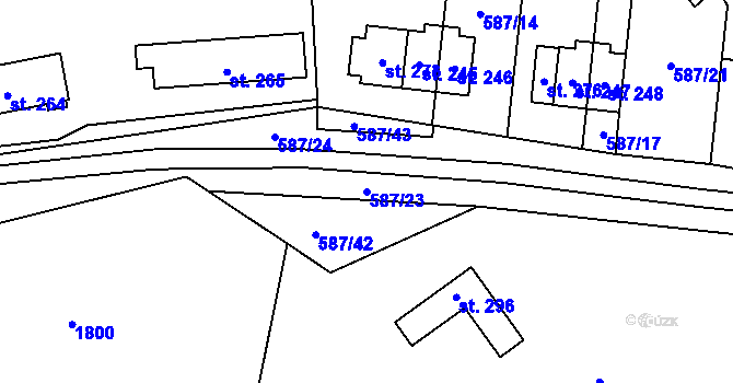Parcela st. 587/23 v KÚ Milíře u Tachova, Katastrální mapa