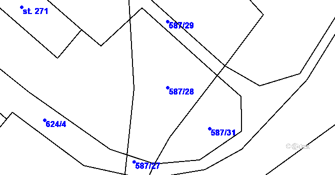 Parcela st. 587/28 v KÚ Milíře u Tachova, Katastrální mapa