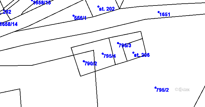 Parcela st. 795/4 v KÚ Milíře u Tachova, Katastrální mapa