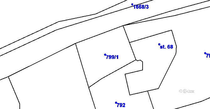 Parcela st. 799/1 v KÚ Milíře u Tachova, Katastrální mapa