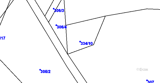Parcela st. 334/10 v KÚ Mýto u Tachova, Katastrální mapa