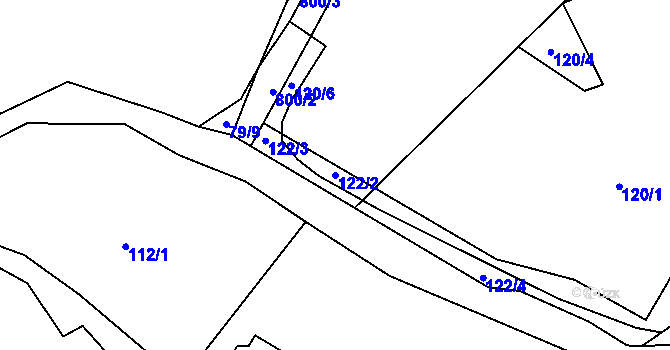 Parcela st. 122/2 v KÚ Obora u Tachova, Katastrální mapa