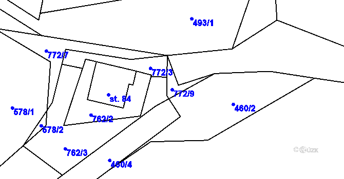 Parcela st. 772/9 v KÚ Obora u Tachova, Katastrální mapa