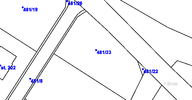 Parcela st. 481/23 v KÚ Obora u Tachova, Katastrální mapa