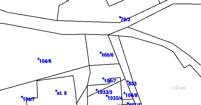 Parcela st. 106/6 v KÚ Obora u Tachova, Katastrální mapa
