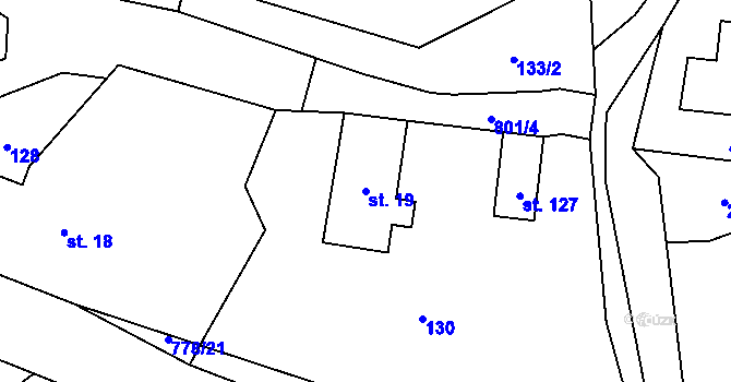 Parcela st. 19 v KÚ Obora u Tachova, Katastrální mapa