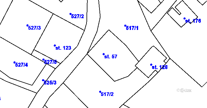 Parcela st. 57 v KÚ Obora u Tachova, Katastrální mapa