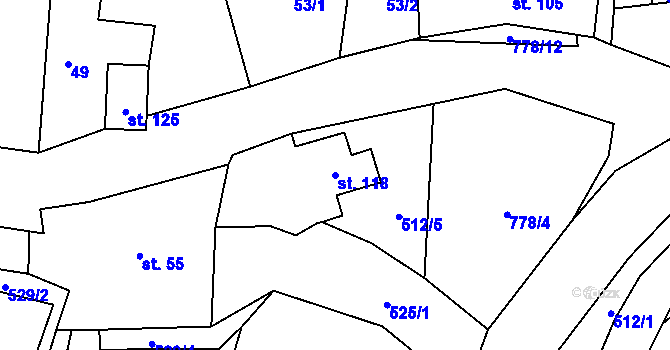 Parcela st. 118 v KÚ Obora u Tachova, Katastrální mapa