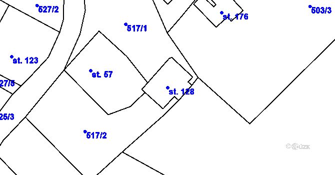 Parcela st. 128 v KÚ Obora u Tachova, Katastrální mapa