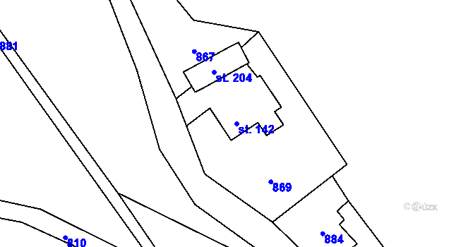 Parcela st. 142 v KÚ Obora u Tachova, Katastrální mapa