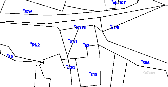 Parcela st. 52 v KÚ Obora u Tachova, Katastrální mapa