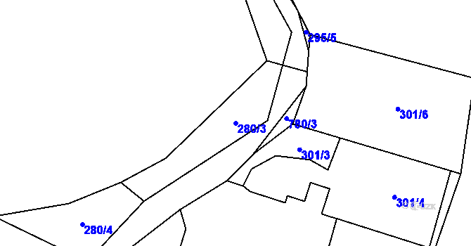 Parcela st. 280/3 v KÚ Obora u Tachova, Katastrální mapa
