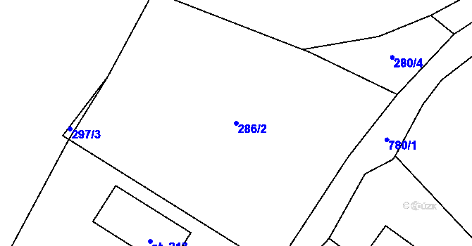 Parcela st. 286/2 v KÚ Obora u Tachova, Katastrální mapa