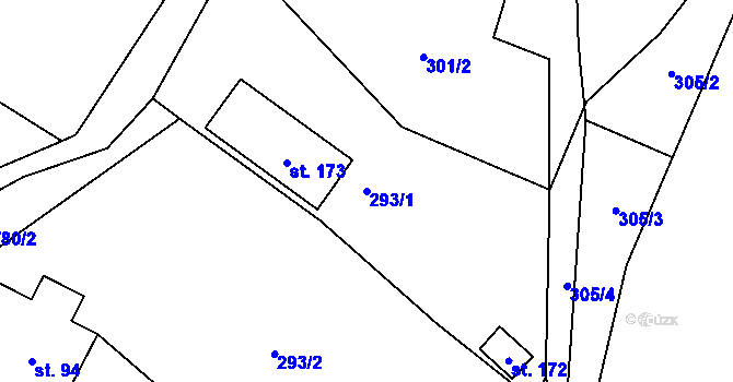 Parcela st. 293/1 v KÚ Obora u Tachova, Katastrální mapa