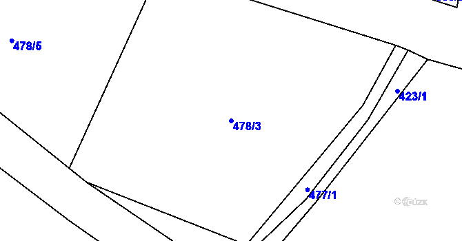Parcela st. 478/3 v KÚ Obora u Tachova, Katastrální mapa