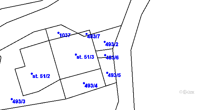 Parcela st. 483/6 v KÚ Obora u Tachova, Katastrální mapa