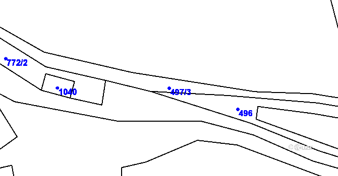 Parcela st. 497/3 v KÚ Obora u Tachova, Katastrální mapa