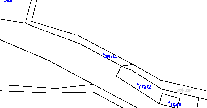 Parcela st. 497/4 v KÚ Obora u Tachova, Katastrální mapa