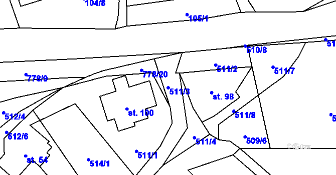 Parcela st. 511/3 v KÚ Obora u Tachova, Katastrální mapa