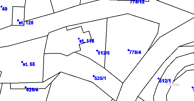 Parcela st. 512/5 v KÚ Obora u Tachova, Katastrální mapa
