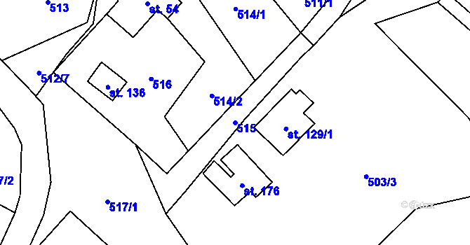 Parcela st. 515 v KÚ Obora u Tachova, Katastrální mapa