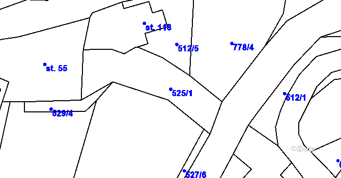 Parcela st. 525/1 v KÚ Obora u Tachova, Katastrální mapa