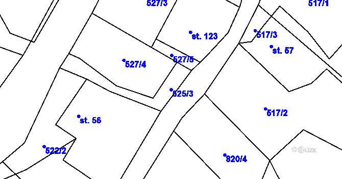 Parcela st. 525/3 v KÚ Obora u Tachova, Katastrální mapa