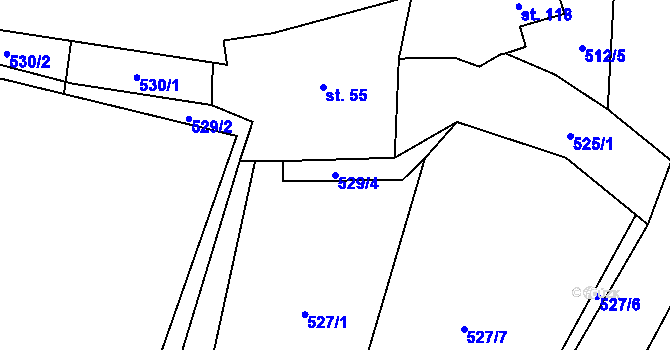 Parcela st. 529/4 v KÚ Obora u Tachova, Katastrální mapa