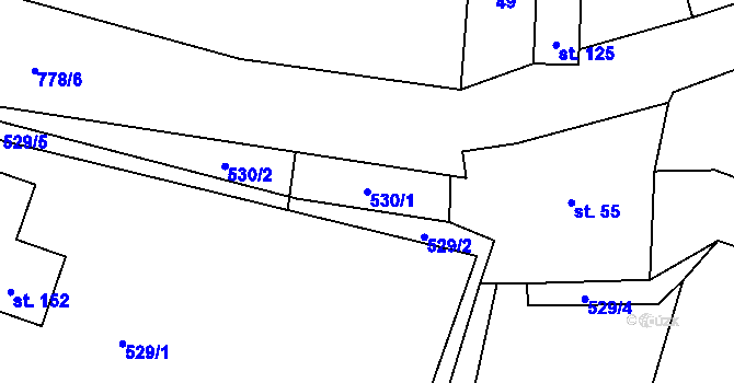 Parcela st. 530/1 v KÚ Obora u Tachova, Katastrální mapa