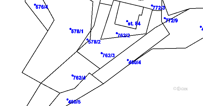 Parcela st. 762/3 v KÚ Obora u Tachova, Katastrální mapa