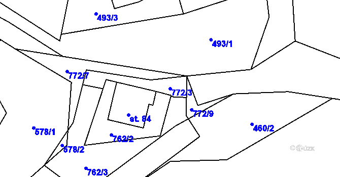 Parcela st. 772/3 v KÚ Obora u Tachova, Katastrální mapa