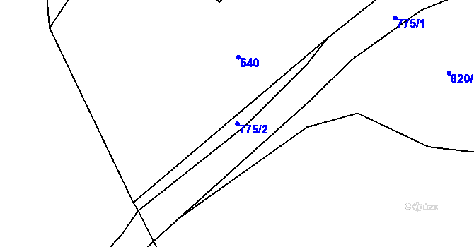 Parcela st. 775/2 v KÚ Obora u Tachova, Katastrální mapa