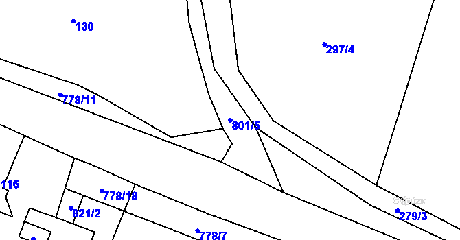 Parcela st. 801/5 v KÚ Obora u Tachova, Katastrální mapa
