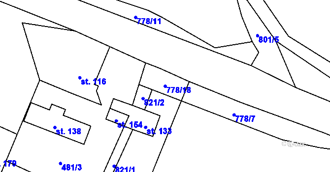 Parcela st. 778/18 v KÚ Obora u Tachova, Katastrální mapa