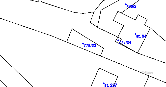 Parcela st. 778/23 v KÚ Obora u Tachova, Katastrální mapa