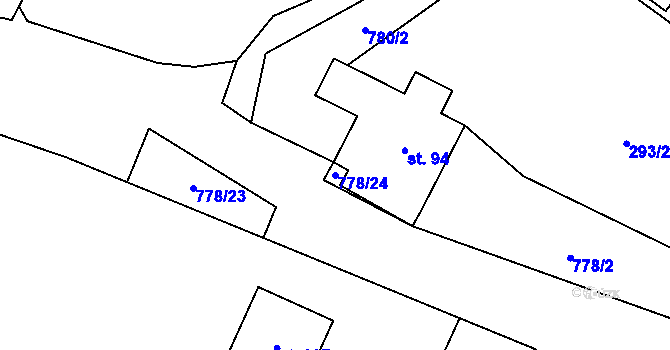 Parcela st. 778/24 v KÚ Obora u Tachova, Katastrální mapa