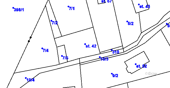 Parcela st. 42 v KÚ Kocurovice, Katastrální mapa