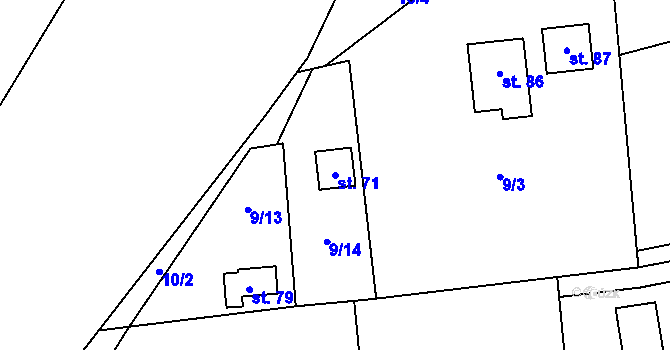 Parcela st. 71 v KÚ Kocurovice, Katastrální mapa