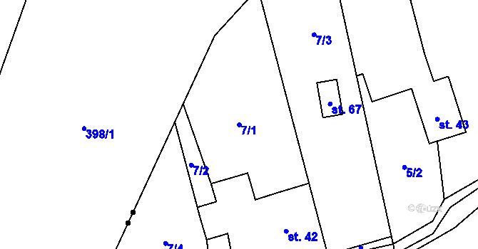 Parcela st. 7/1 v KÚ Kocurovice, Katastrální mapa