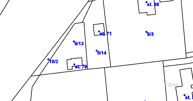 Parcela st. 9/14 v KÚ Kocurovice, Katastrální mapa