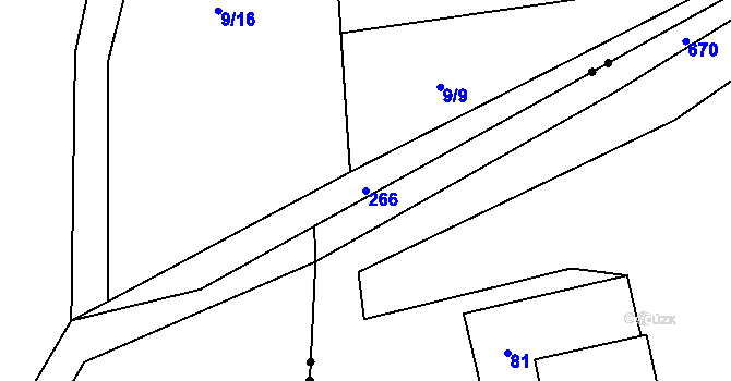 Parcela st. 266 v KÚ Kocurovice, Katastrální mapa