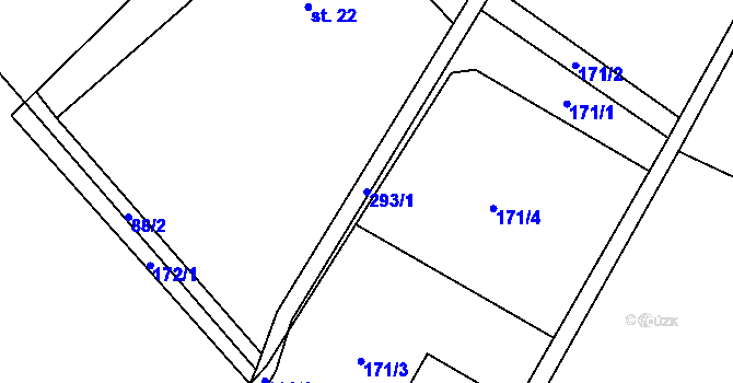 Parcela st. 293/1 v KÚ Kocurovice, Katastrální mapa