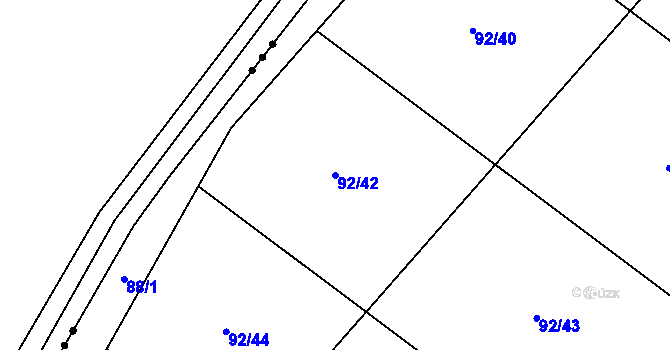 Parcela st. 92/42 v KÚ Kocurovice, Katastrální mapa